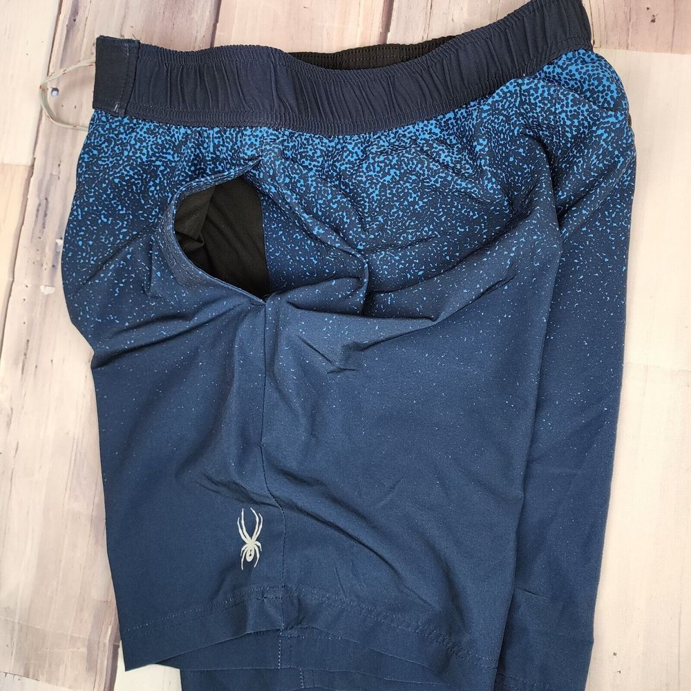 SPYDER Swim Men's M Blue Lined Drawstring Swim Trunks Board Shorts Blue Clean - Picture 2 of 8